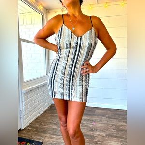 𝅺LUSH Silver Striped Sequin Dress